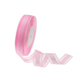 ATRBB 50 Yards 1 Inch Wide Satin Ribbon with Organza Edge for Wedding Gifts Wrapping DIY Bows and Craft (Pink)