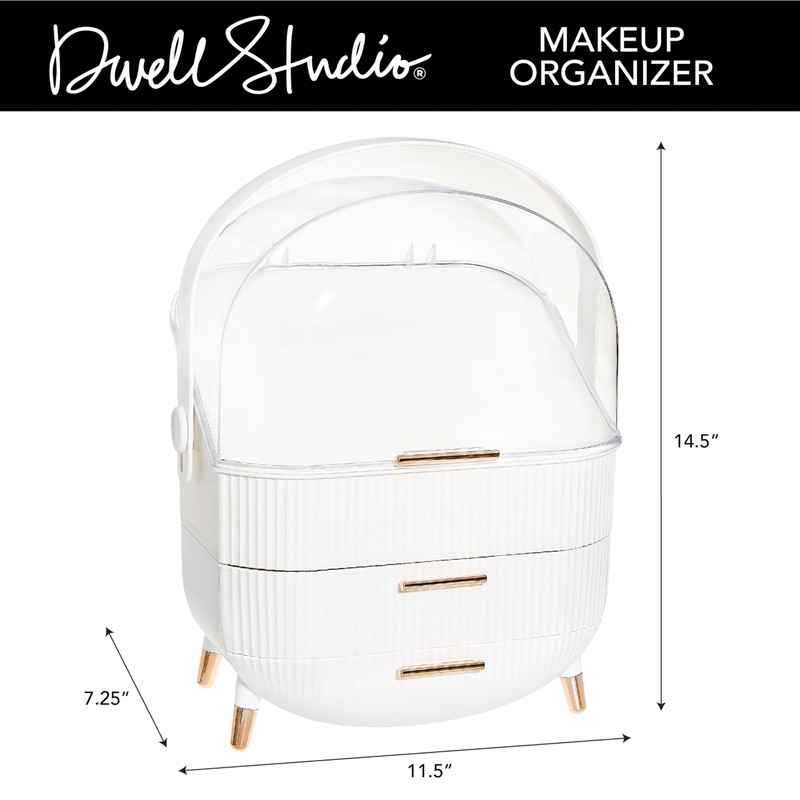 DwellStudio Dustproof Makeup Organizer for Cosmetics and Skincare - Stylish