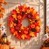 24" Artificial Halloween & Thanksgiving Wreath with Pumpkins & Maple