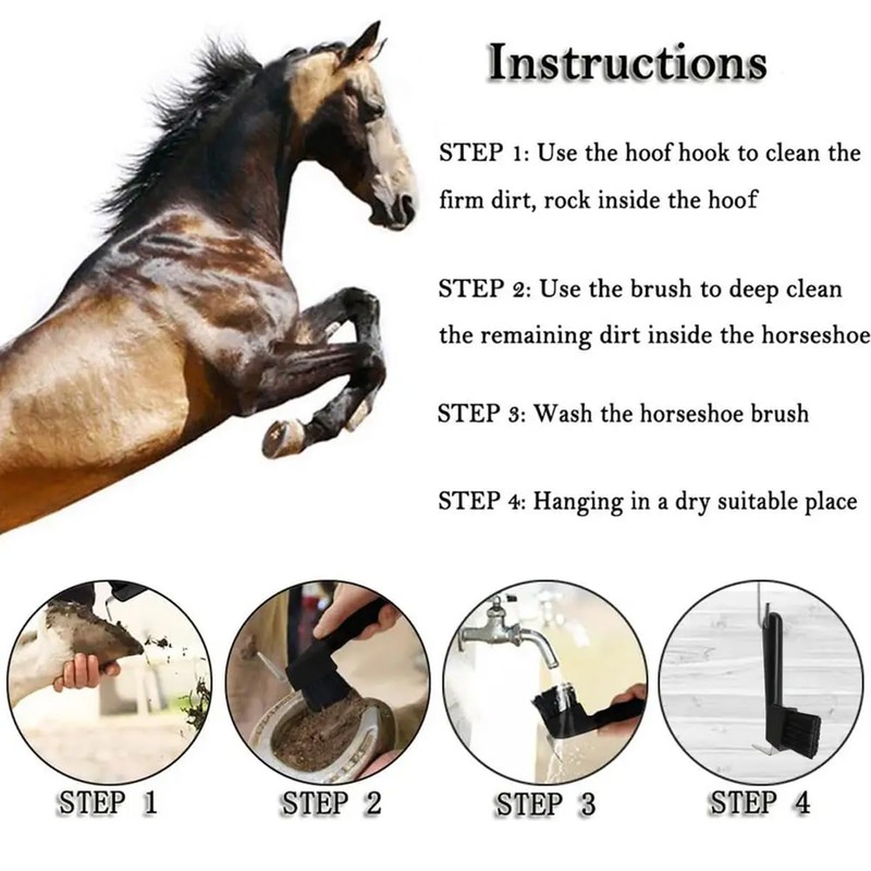 AIMALL Horsegear Supplies - Horseshoe Hook and Brush Set, Horseshoe