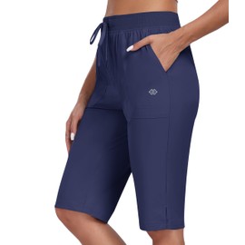 MoFiz Women's Outdoor Athletic Hiking Short Quick Dry Lightweight 13" Walking Casual Golf Short Navy,2XL