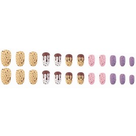 MERVF Oval Press on Nails Medium Fake Nails Colorful Round Glue on Nails Cute Acrylic Nails Press ons Matte 24pcs Easter False Nails with Eggs Design