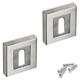 DecorAndDecor Square Escutcheon Thumb Turn Key Rose (Chrome Standard)