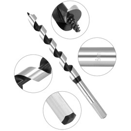 QWORK® 6-Piece Auger Drill Bit Set, Wood Drill, High-Carbon Steel, Hex Shank, 6/8/10/12/14/16 x 230 mm