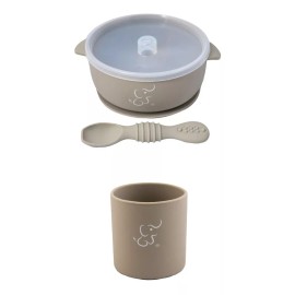 Papu Baby Bowl Grande Papubaby Con Tapa, Vaso Y Cuchara De Silicón