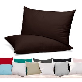 BEAUTEX Set of 2 Cushion Covers, Combed Cotton, Premium Jersey 160 g/m², Choice of Size and Colour (50 x 50 cm, Dark Brown)