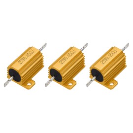 sourcing map 3pcs 25W 0.05 Ohm 5% Aluminum Housing Case Resistor, Wirewound Resistors Screw Tap Chassis Mounted, Gold