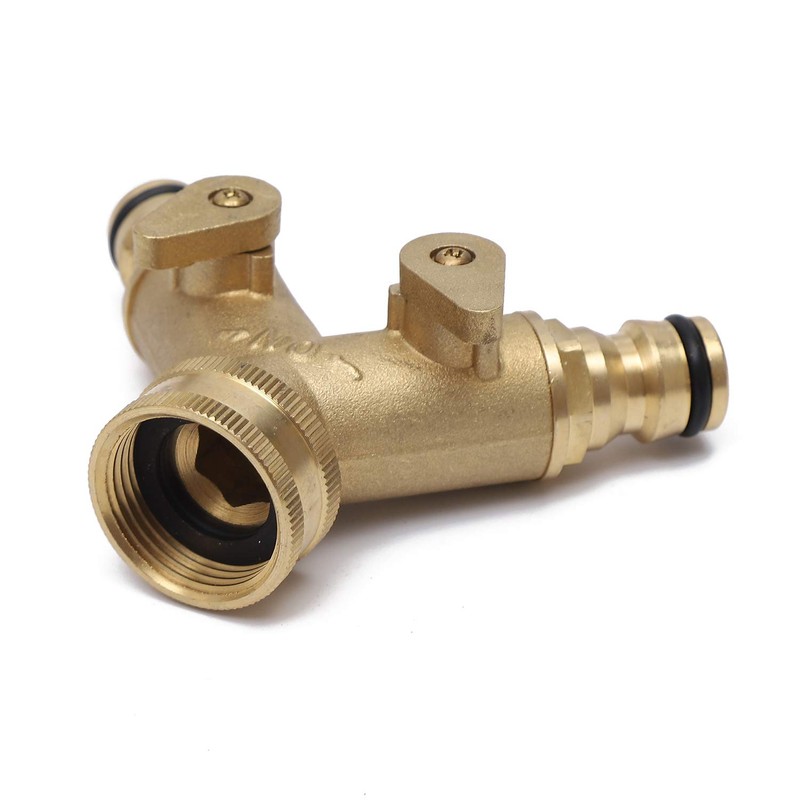 KATSU 2 Way Brass Garden Hose Splitter Y Valve Double