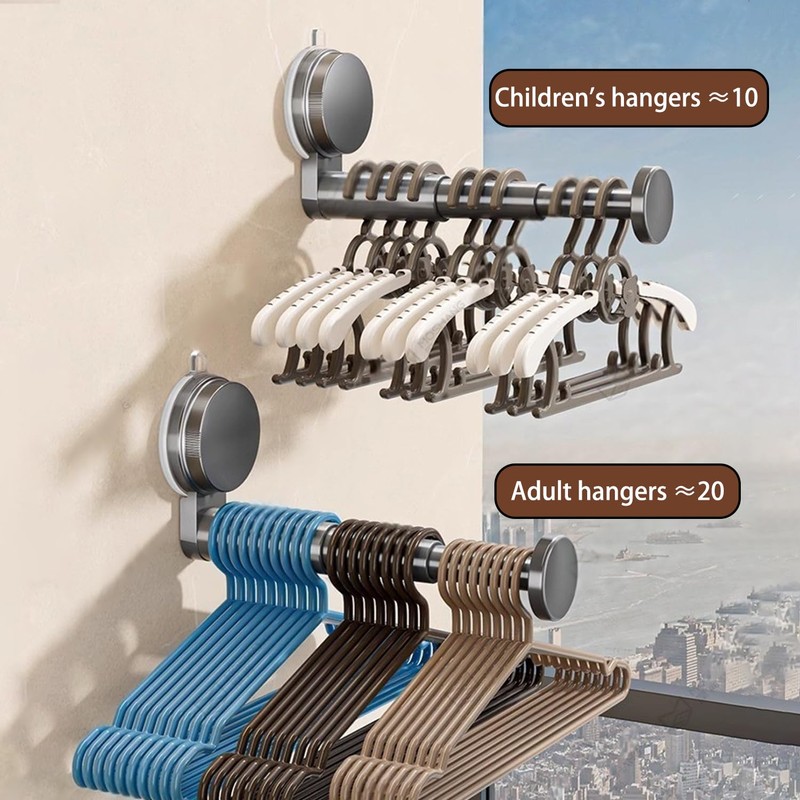 Hanger Organizer Stacker, 2 Pack Suction Cup Self-Adhesive Extendable Garment