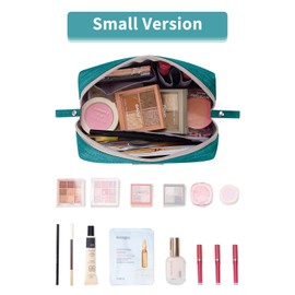 Narwey Small Makeup Bag for Purse Mini Cosmetic Bag Travel Makeup Pouch Zipper Pouch Cute Make up Bags with Compartments for Women (Small, Teal)