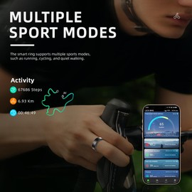 HPLSZCN Smart Ring for Men and Women- 10ATM Waterproof,Health Tracker, Supports Sleep/Skin Temperature Monitoring, Steps/Calories/Photos/Female Physiological Reminders (Silver, 8)