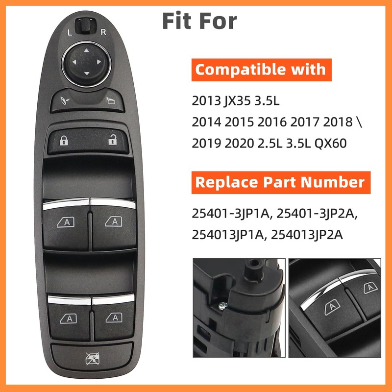 Driver Left Door Master Power Window Switch Compatible with Infiniti