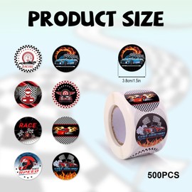 500pcs Racing Stickers, 1.5in Auto Automotive Stickers for Kids Cool Sport Race Car Decal Roll Party Favors for Laptops Bottles Helmets Skateboards and Phone Cases Motocross Moto Motorcycle Decor