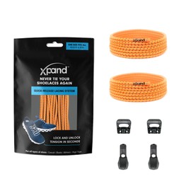 Xpand No Tie Elastic Boot Laces. Hi-Vis Reflective Shoelaces. Ultra Durable for Hiking, Triathletes and Crossfit - Neon Orange Reflective, 52-inches