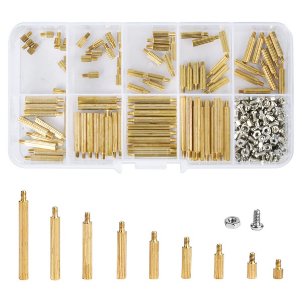 270Pcs M2 Male Female Hex Brass Spacer Copper Brass Pillar