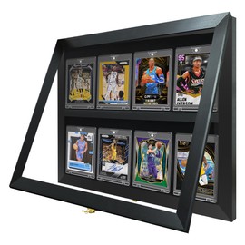 SZYUU Baseball Card Display Case, 8 Graded Sports Card Display Frame, Holds Sport Cards with UV Protection Clear View Lockable Wall Cabinet for Baseball Football Basketball Hockey Comic Trading Cards