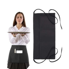 KGDUYC Waiter's apron, pre-tie apron, short kitchen apron for women, baking apron, black, barbecue apron, bistro apron, short black for women, men, boss, waiters, café