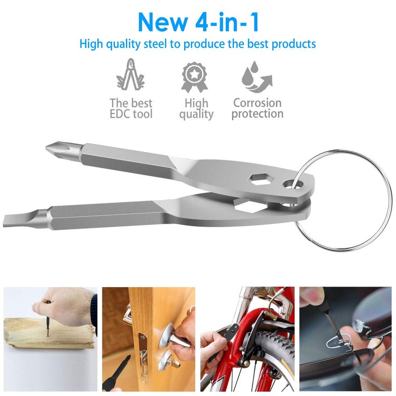 Screwdriver Keyring Set Comprise Flathead Screwdriver and Phillips Screwdriver&Wrench Tool,Portable