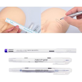 Rotulador de cejas de doble punta, rotulador de microblading con regla de papel, doble punta, rotulador de posicionamiento de maquillaje