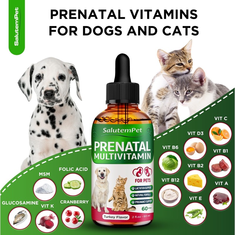 SalutemPet Prenatal Vitamins for Dogs & Cats with Glucosamine |