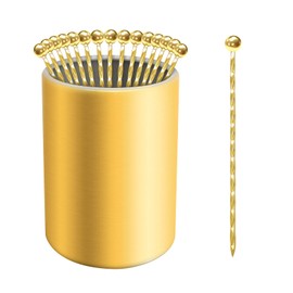 Metal Cocktail Picks 15Pack+Holder Kit, 304 Stainless Steel Cocktail Toothpicks, Reusable Cocktail Skewers, Garnish Picks Bloody Mary Skewers, Metal Martini Picks for Olives Appetizers Fruit