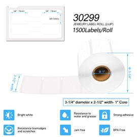 USUPERINK 1 Roll (1500 Labels/roll) Compatible for Dymo LabelWriter 30299 Jewelry Price Tag Stickers 2-up Barbell Labels 3/8'' x 3/4'' Retail Adhesive Label Sticker [NOT FIT 550 & 5XL]