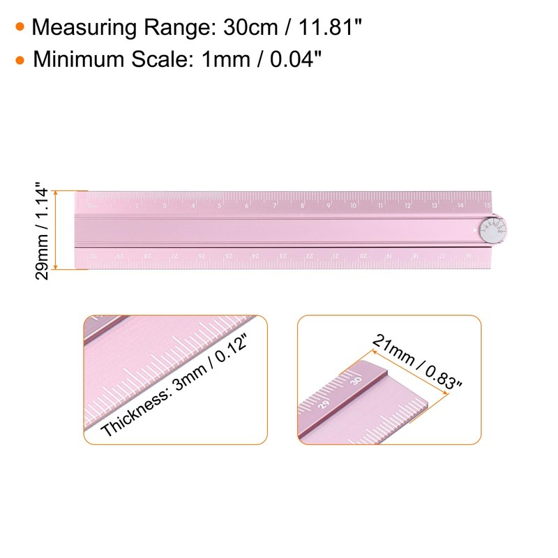 sourcing map 2pcs Folding Straight Ruler 30cm Metric Aluminum Alloy
