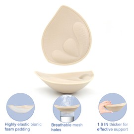 KOOAAICCHI Bra Pads Inserts 3 Pairs, Bra Pads Sewn Padded for Sports Bra A/B/C/D Cup-Nude-M