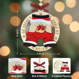 Tiny Detalles Santa Christmas Ornaments 2024, White Elephant Gifts for Women, Jingle Bell Ornaments for Christmas Tree, Gag Gifts Funny Adult, Naughty Wooden Ornaments for Gift Exchange Ideas