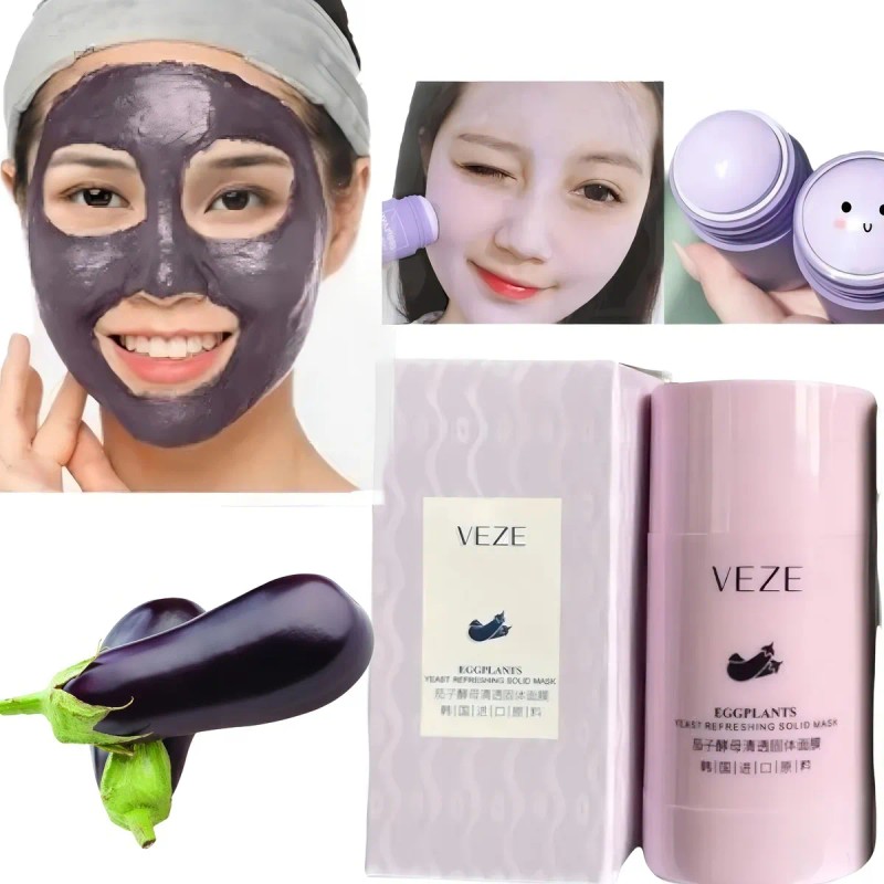 Mascarilla Facial Sólida Veze Eggplant Berenjena 40g Hidratante Limpieza