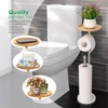 Toilet Paper Holder Stand with 7.9" Big Bamboo Tray, 2.2Lbs