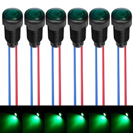 Gebildet Pack of 6 Green LED Indicator, Indicator Light, 110-220VAC, Mounting Hole Size 10mm (Flame Retardant Plastic Shell)