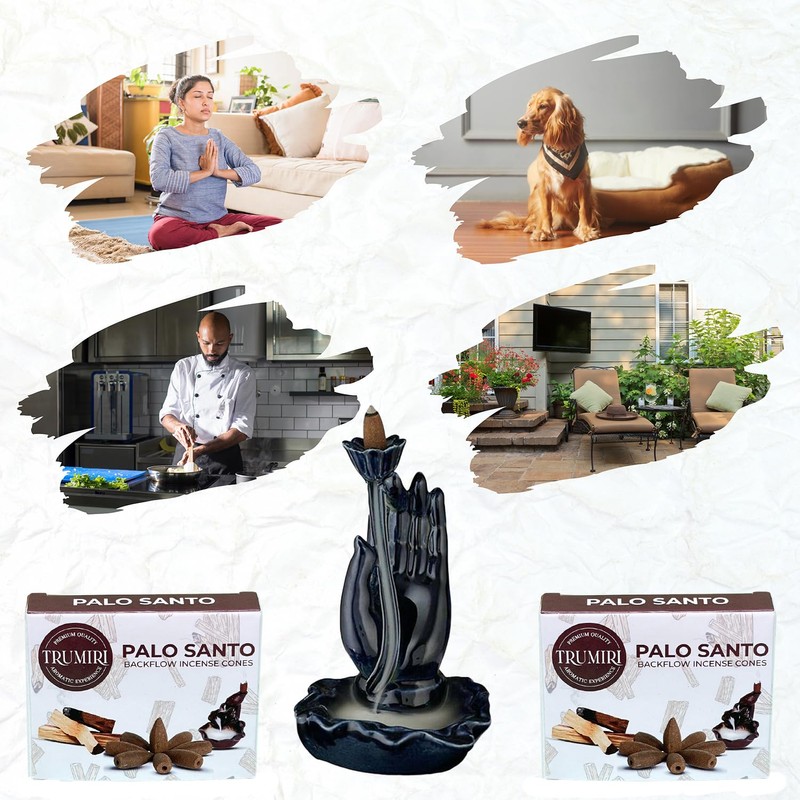 TRUMIRI Palo Santo Backflow Incense Cones - Total 20 Incense