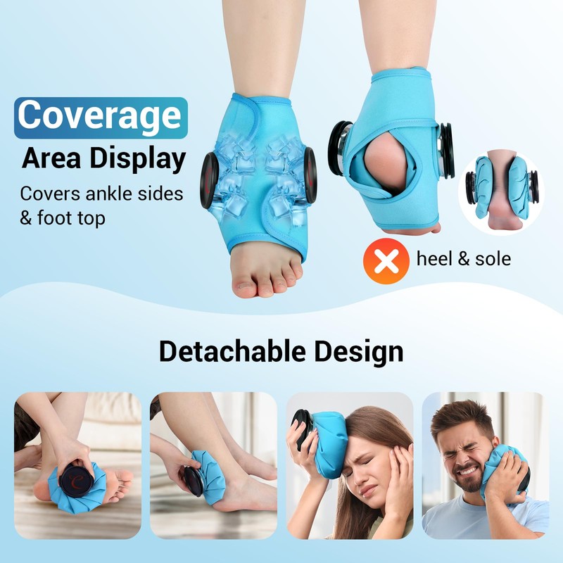 Comfytemp Ankle Ice Pack Wrap, Refillable Wearable Ice Bags for