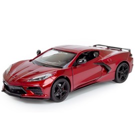 All Star Toys 2020 Corvette C8 Stingray - Tintado metálico rojo oscuro 1/24 modelo fundido a troquel Motormax 79360 edición exclusiva