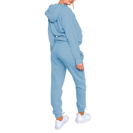 Fixmatti Women 2 Piece Outfits Zip Up Hoodies Sweatpants Jogger Set Tracksuit Sweatsuit Light Blue S