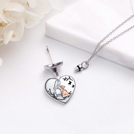 DAOCHONG Urn Necklace S925 Sterling Silver Love Heart Mother and Child Keepsake Cremation Memory Pendant Necklace Gifts for Women Grandma Mother Daughter