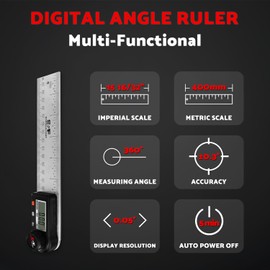 Digital Angle Finder Tool for Woodworking 7 inch / 200 mm, Stainless Steel with Case, Digital Protractor Angle Finder for Measurement by S&F STEAD & FAST