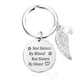 FUNCYboo Sister Keychain, Sister Gift Not Sisters by Blood but Sisters by Heart Key Chain Perfect Friendship Gifts for Sisters Women Teens Christmas Birthday Graduation Gifts
