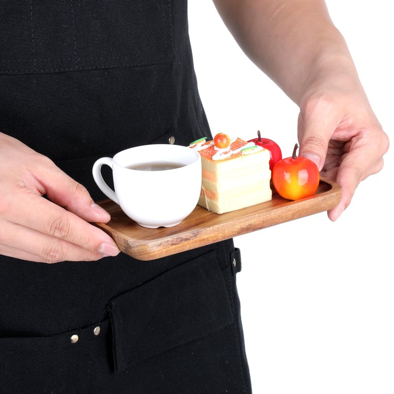 Small Acacia Wood Serving Trays, 4 x 7.5 inch Rectangle