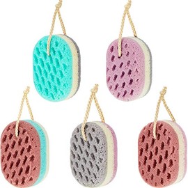 Boao 5 Piezas Esponja de Baño Suave Fibra Corporal Suave y Calmante Esponja de Ducha Exfoliante para Mujeres y Hombres - Color Aleatorio