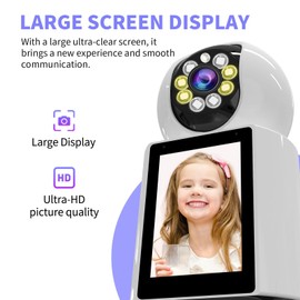 SMMTINE Home Security Cameras, 4K Resolution,360° Panoramic/2.8" Screen/Indoor Security Camera,Night Vision,Motion Detection Alert Push App Control,for Baby/Elder/Dog/Pet Camera