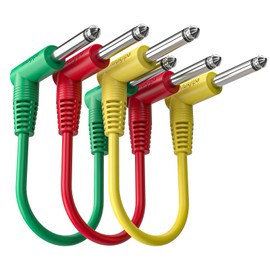 VKheroKV GP-ME2E-N Guitar Patch Cable Guitar Effect Pedal Cables，6.35MM 1/4'' Right-Angle TS Male Connector for Microphone Amp/Amplifier Mixer. GP-ME2E-N (12inch-3pack, Multicolored)