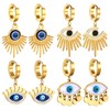 Flongo Turkish Eye Earrings Women: Evil Eye Gold Hoop Dangling