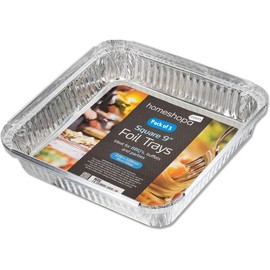 Homeshopa Aluminium Square Foil Trays, 3 Pack Disposable Tin Foil Containers, Best for Meal Prep, Food Storage, Baking, Broiling, Roasting, Disposable Food Containers, 9 X 9 Inch