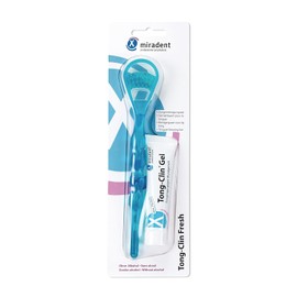miradent Tong-Clin Fresh Set Tongue Cleaner with Dual Function and Tongue Cleaning Gel 15 ml | Matching Tongue Cleaning Set for Gentle Removal of Tongue Plaques and Bad Breath | Alcohol-Free