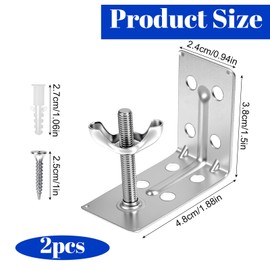 2pcs Mounting L Bracket and wingnut for Woven Wood or Bamboo Shade, Heavy Duty Angle Brackets Universal Metal L Shade Brackets for Inside, Ceiling or Wall Mount Roman Fold Shades