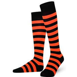 Mysocks Knee High Socks Two Colors Stripe Orange & Black UK 7-11 EURO 40-45
