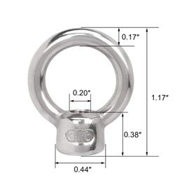 PAGOW 4 Pieces Stainless Steel 316 Lifting Eye Nut, 1/4" UNC Heavy Duty Marine Grade, Hardware Ring Shaped Eye Bolt