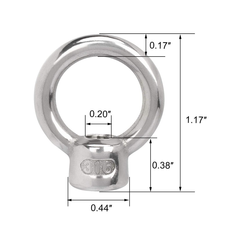 PAGOW 4 Pieces Stainless Steel 316 Lifting Eye Nut, 1/4"